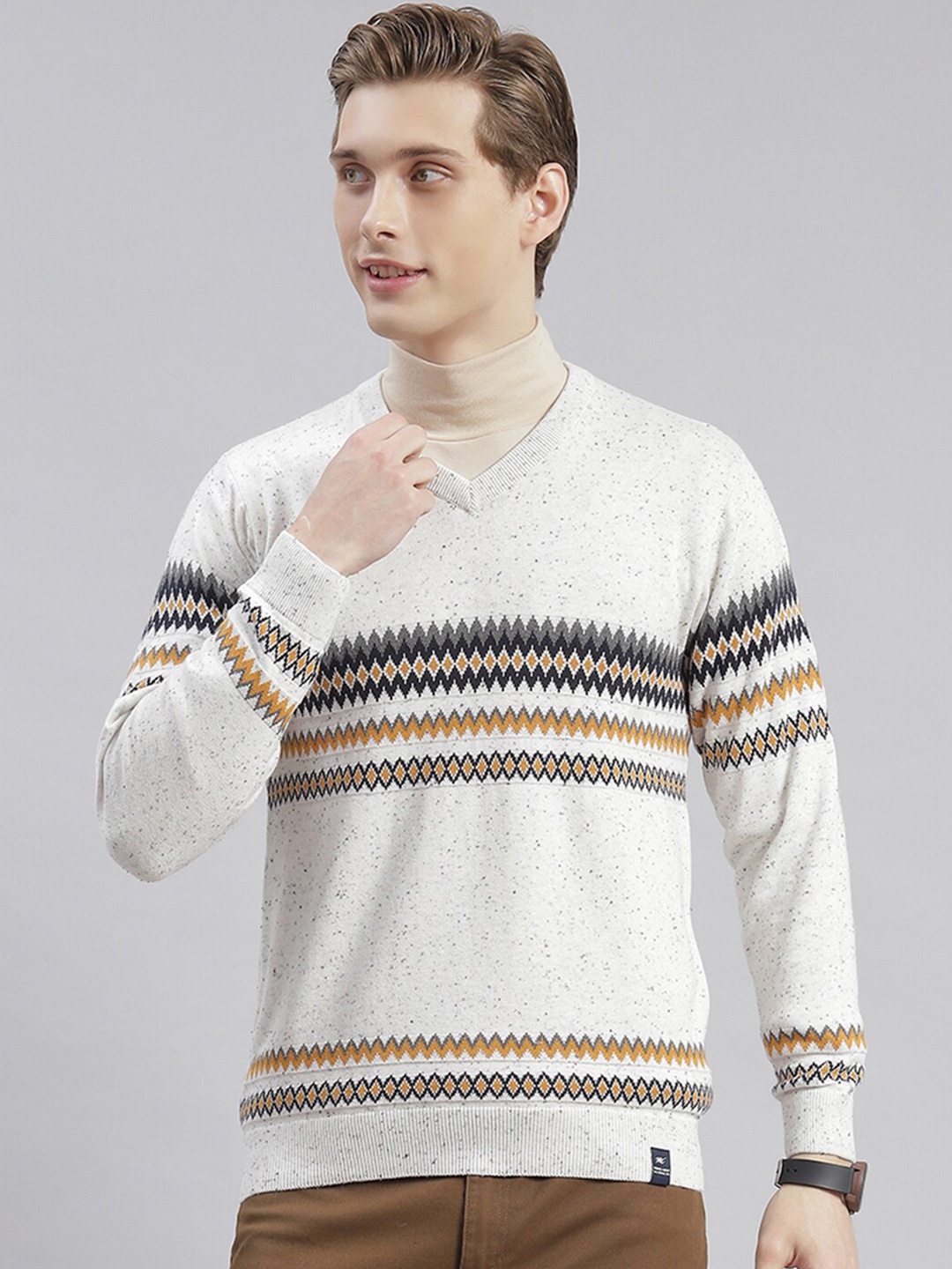 

Monte Carlo Self Design Long Sleeves Pullover, Off white