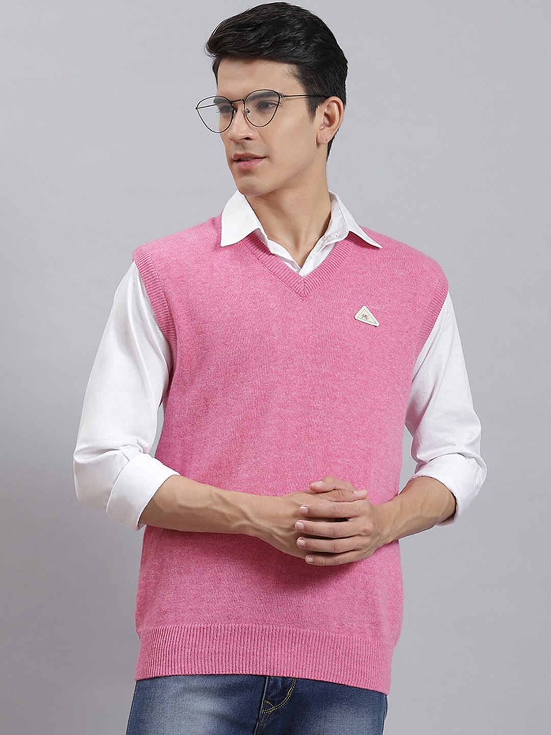 

Monte Carlo V-Neck Woollen Sweater Vest, Pink