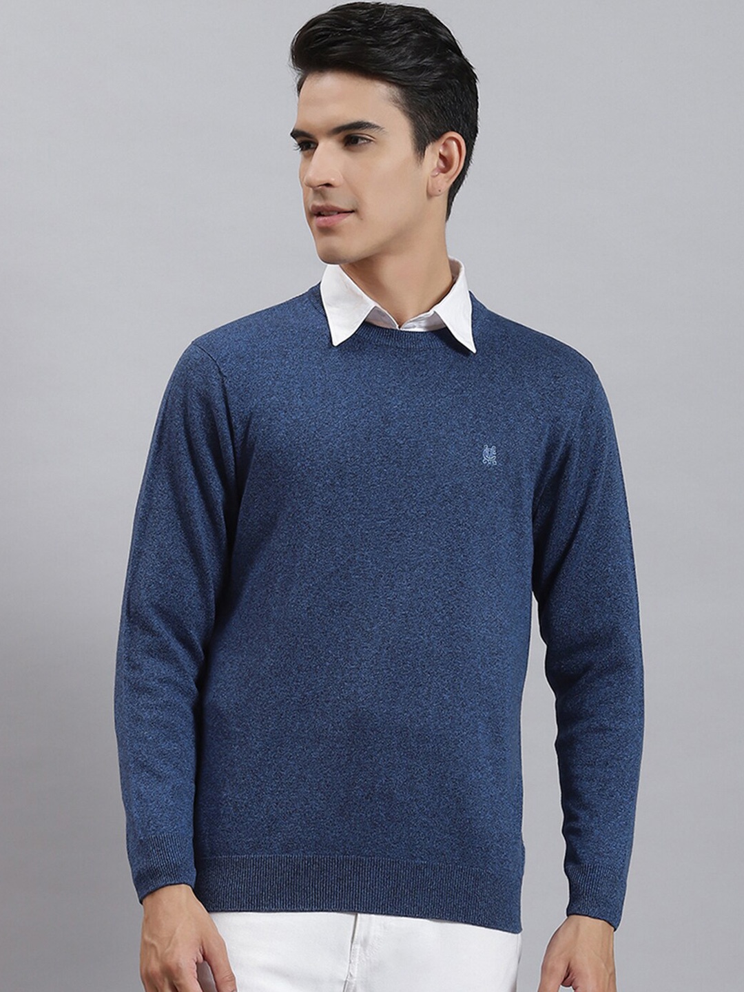 

Monte Carlo Round Neck Cotton Pullover, Navy blue