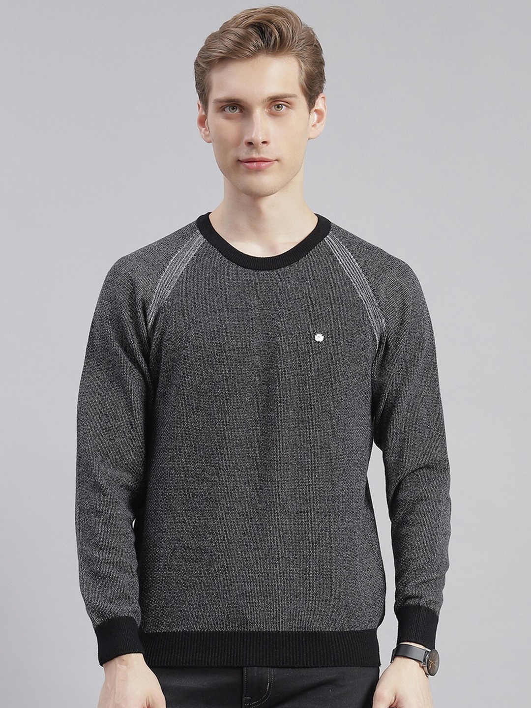 

Monte Carlo Raglan Sleeves Woollen Pullover, Black