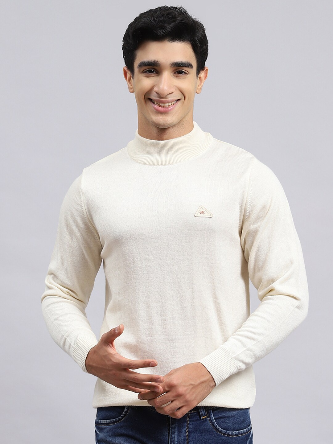 

Monte Carlo High Neck Knitted Pullover, Cream