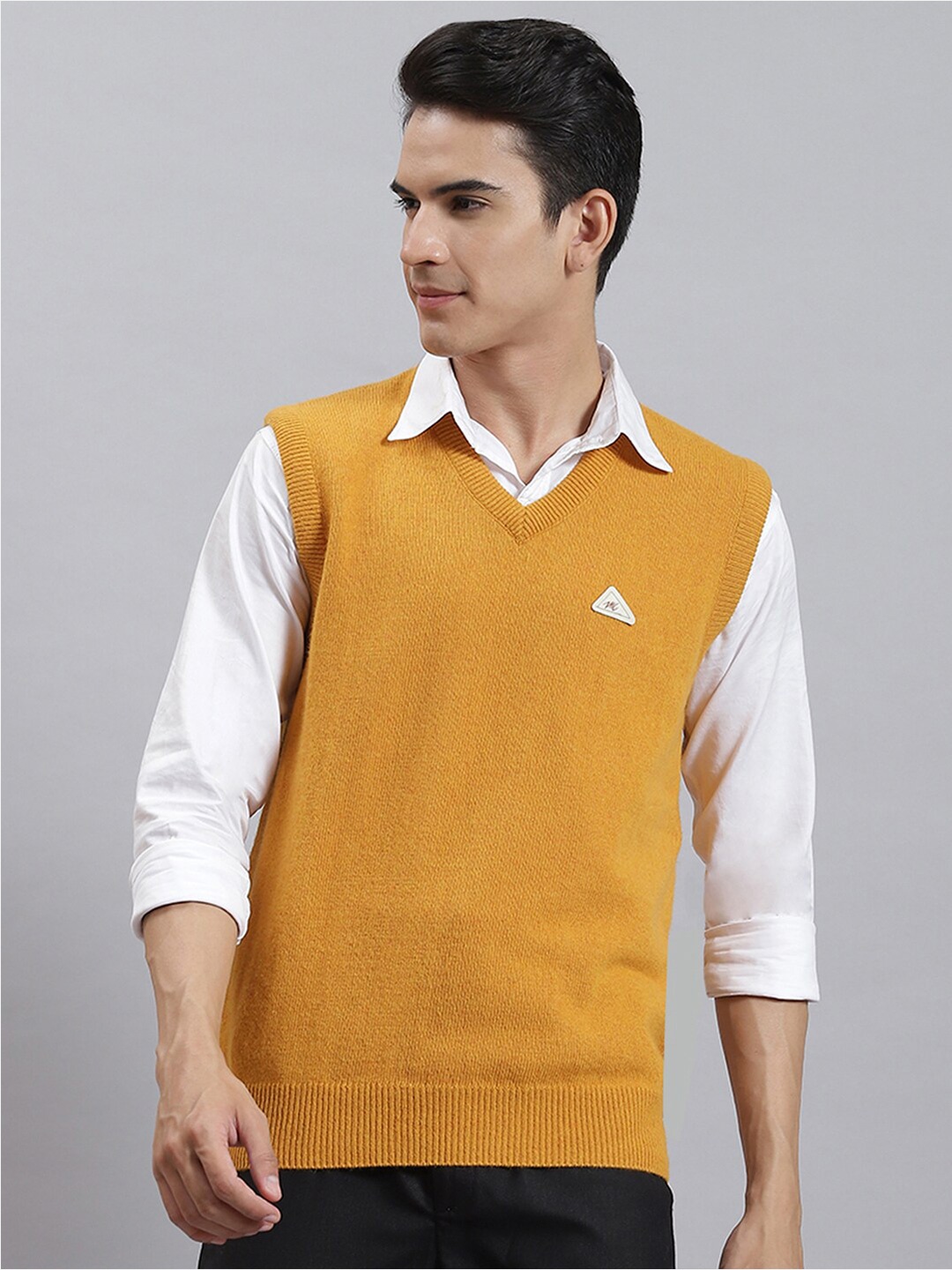 

Monte Carlo V-Neck Sleeveless Woollen Sweater Vest, Mustard