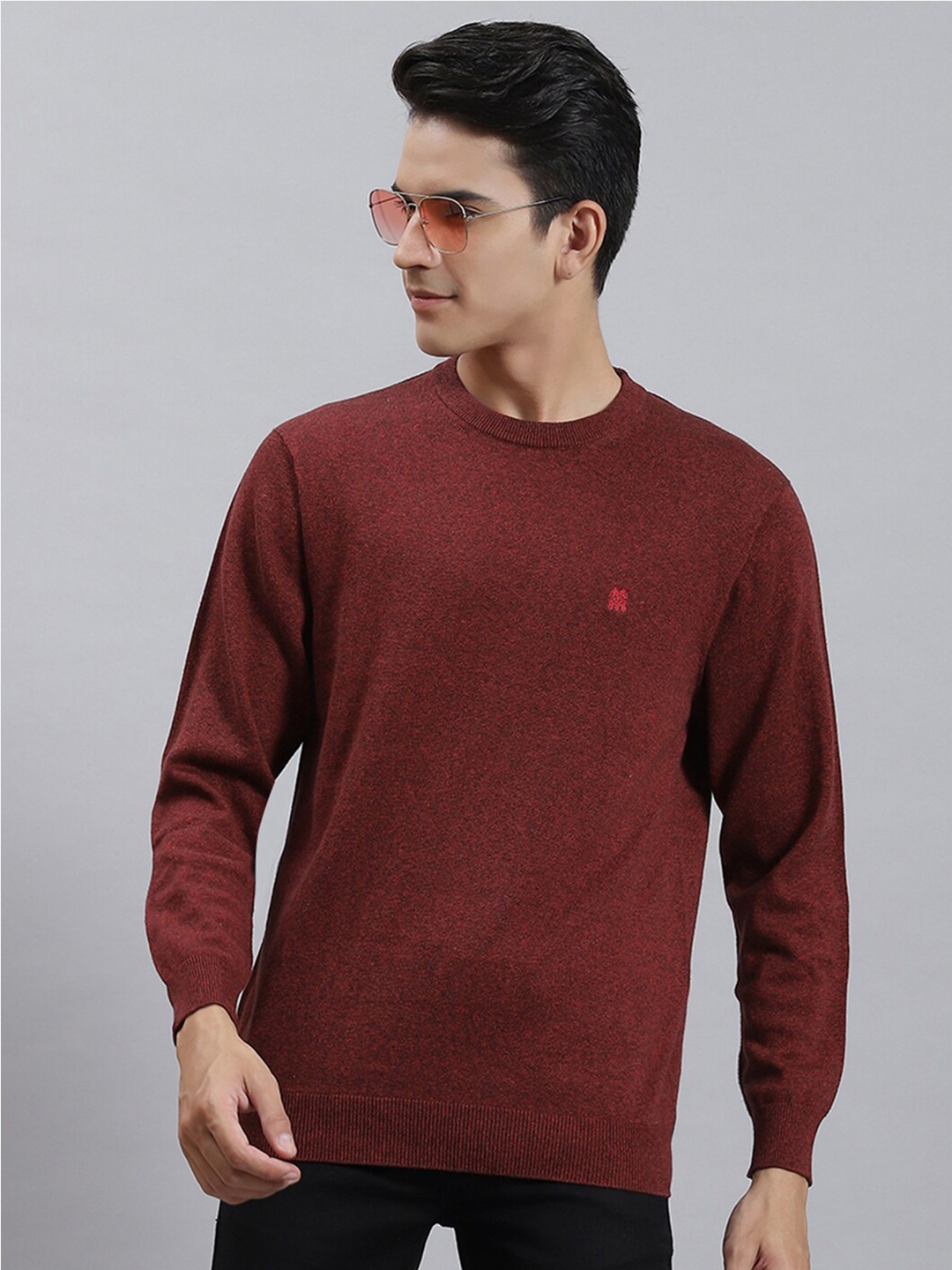 

Monte Carlo Round Neck Cotton Pullover, Maroon