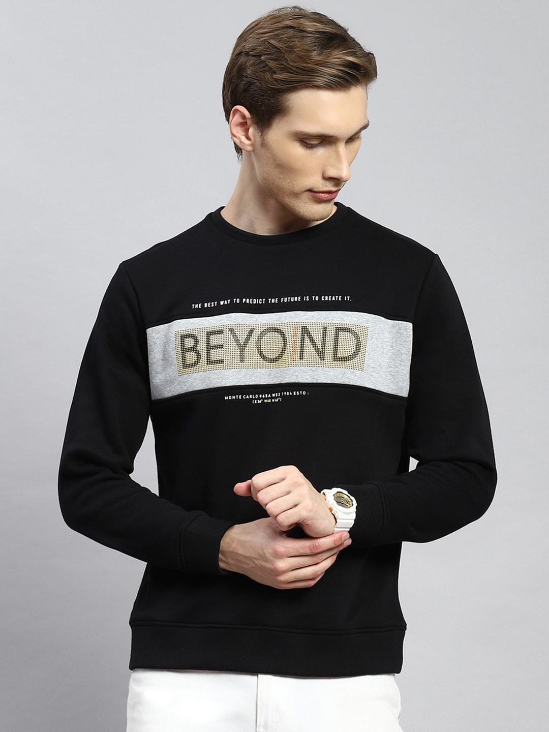 

Monte Carlo Typography Printed Pullover Sweatshirt, Black