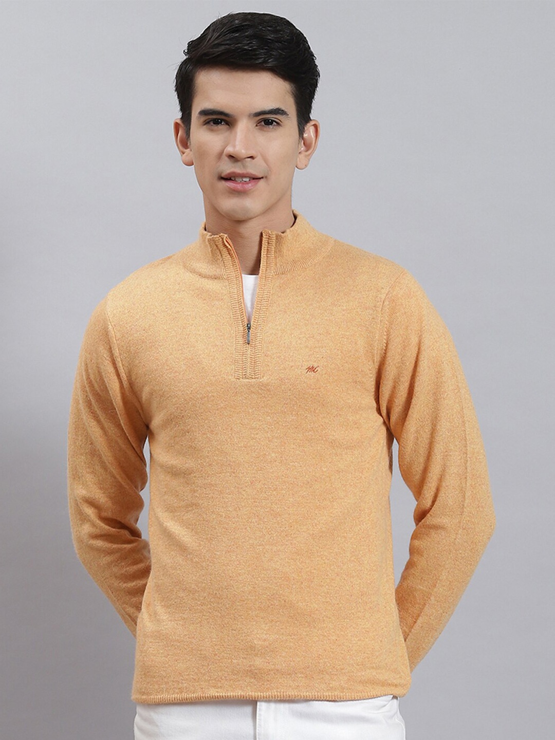 

Monte Carlo Mock Collar Ribbed Pullover, Orange