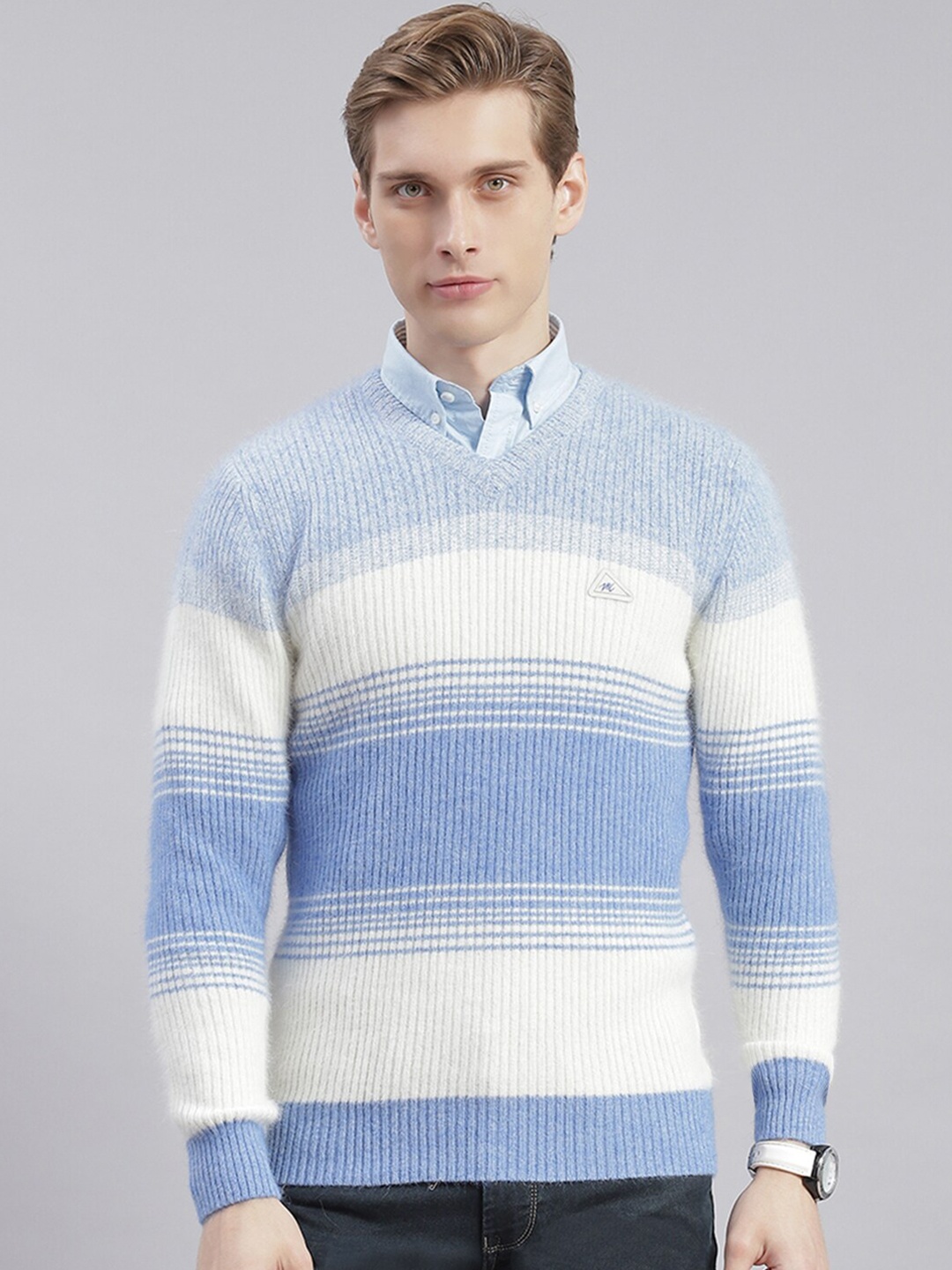 

Monte Carlo Striped Wool Pullover, Blue