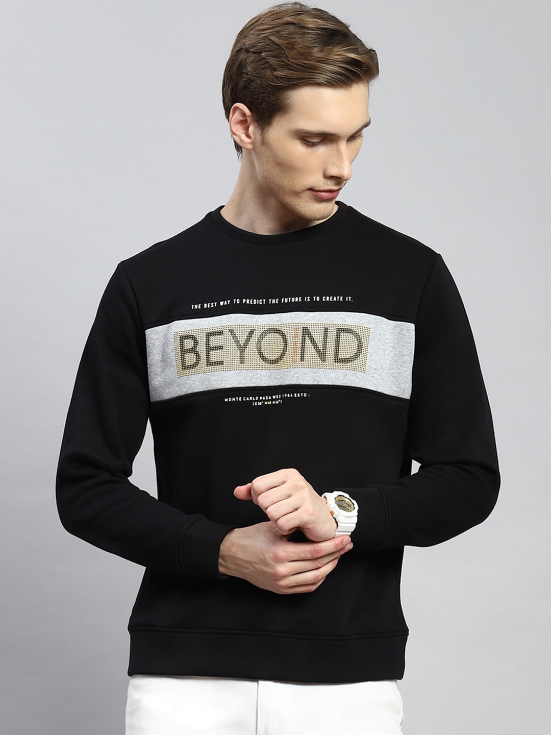 

Monte Carlo Typography Printed Pullover, Black