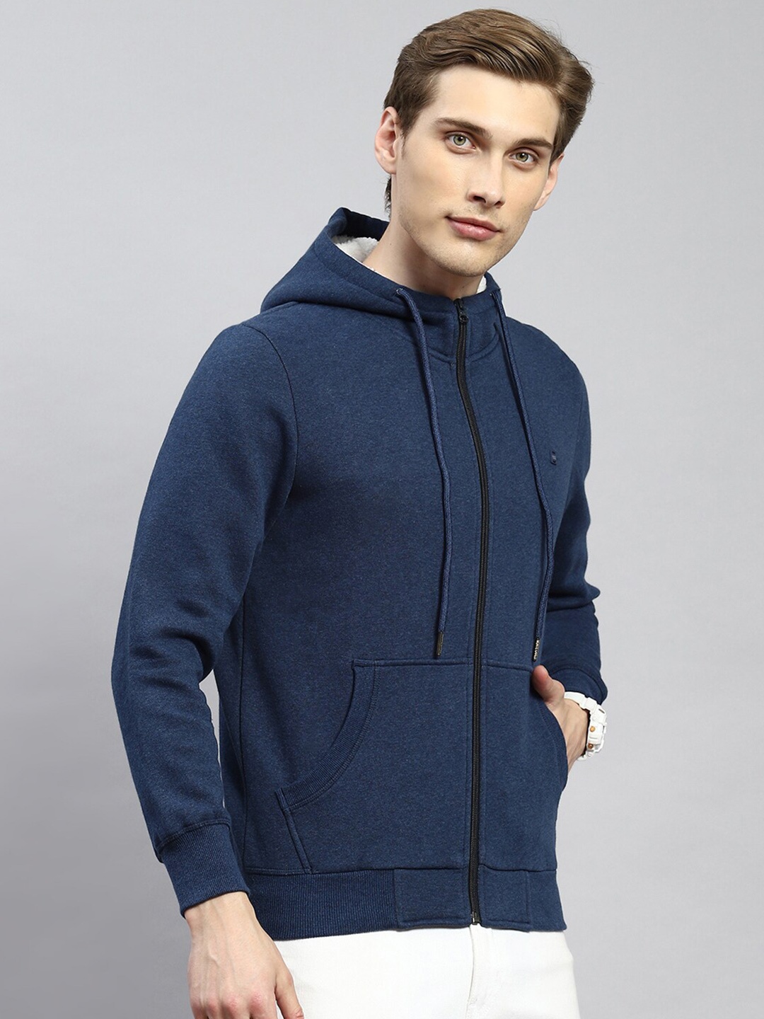

Monte Carlo Hooded Cotton Front Open Sweatshirt, Navy blue