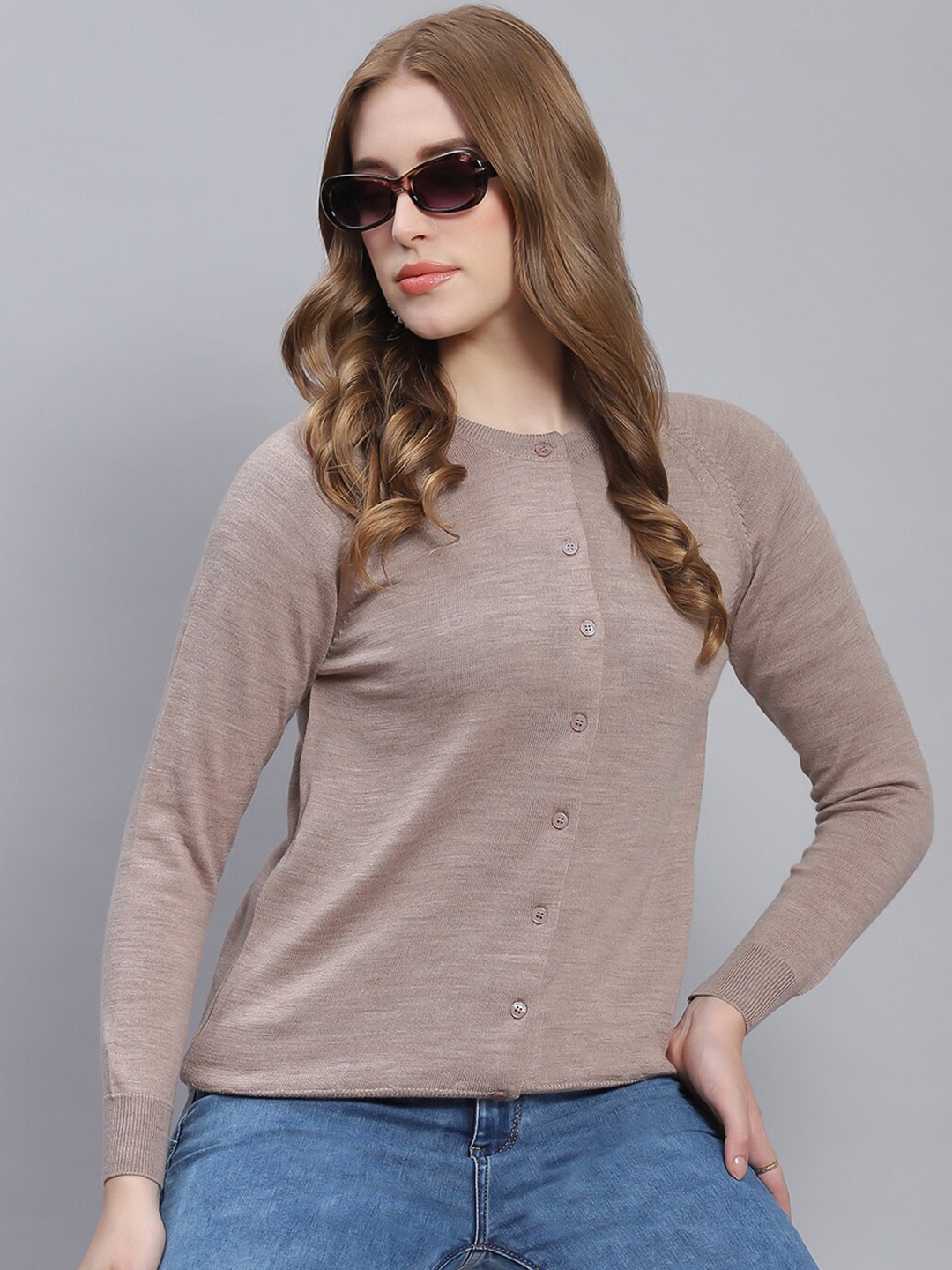 

Monte Carlo Long Sleeves Woolen Cardigan, Beige