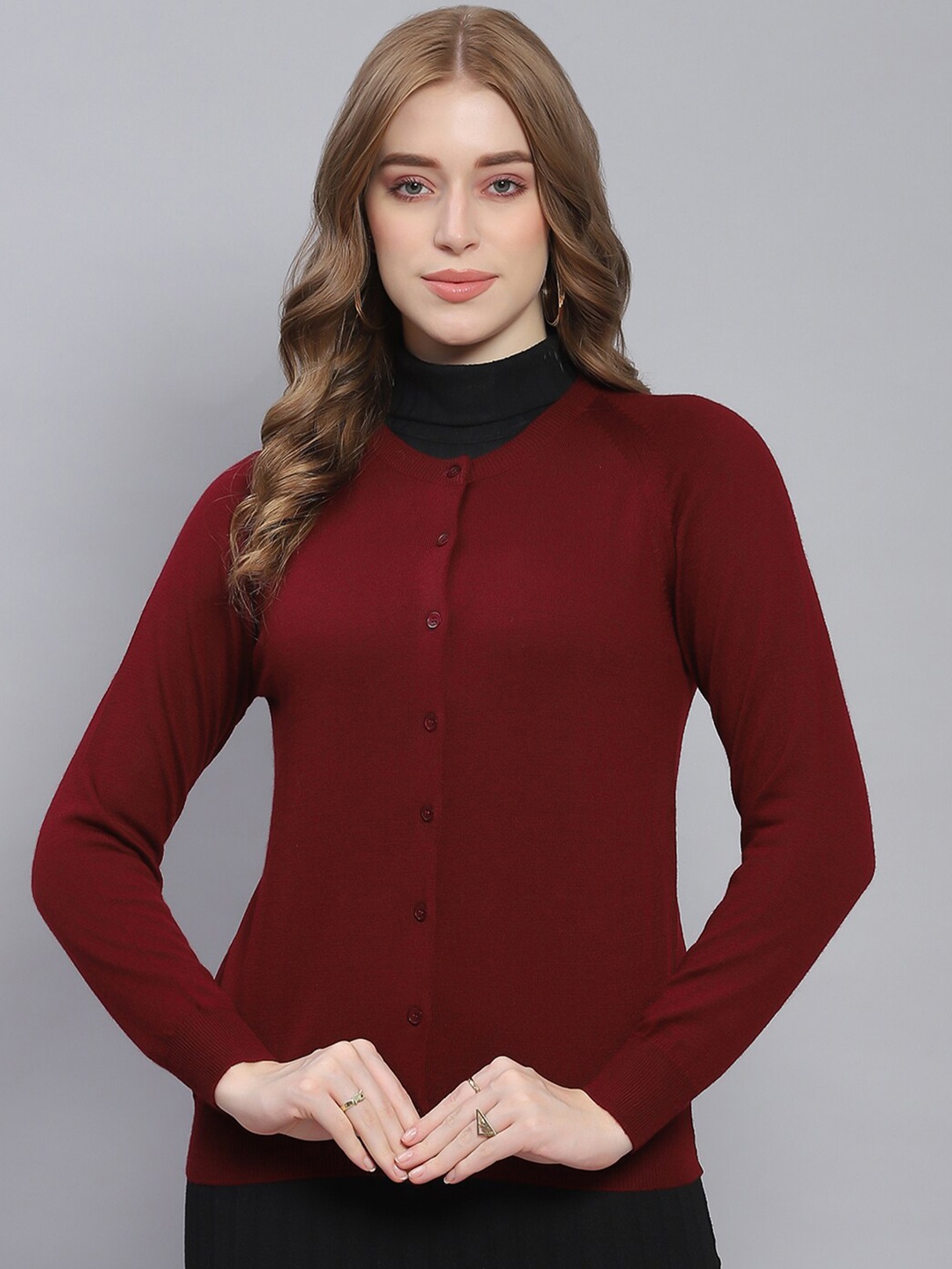 

Monte Carlo Woollen Cardigan Sweater, Maroon