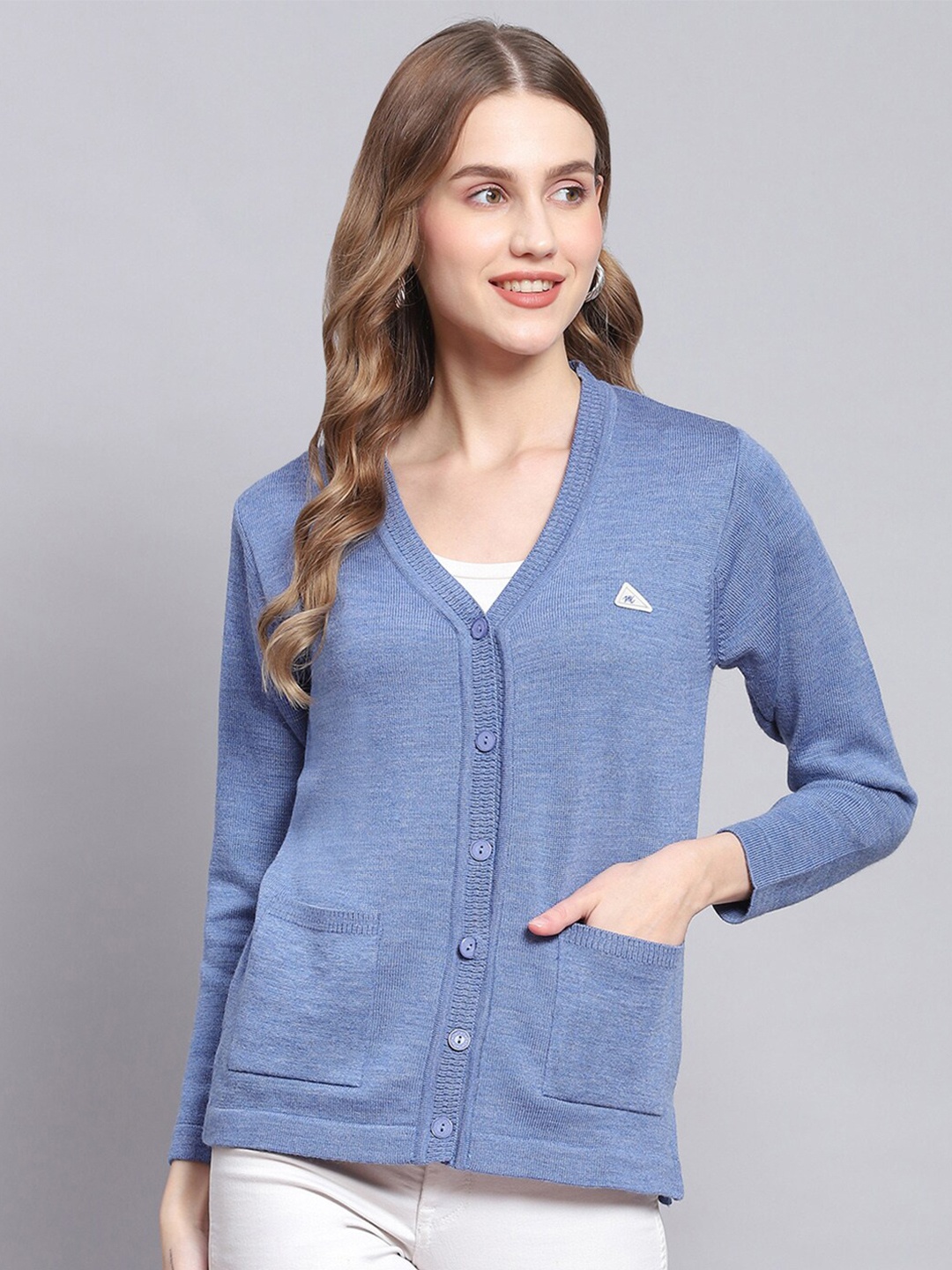 

Monte Carlo Women Blue Woollen Cardigan