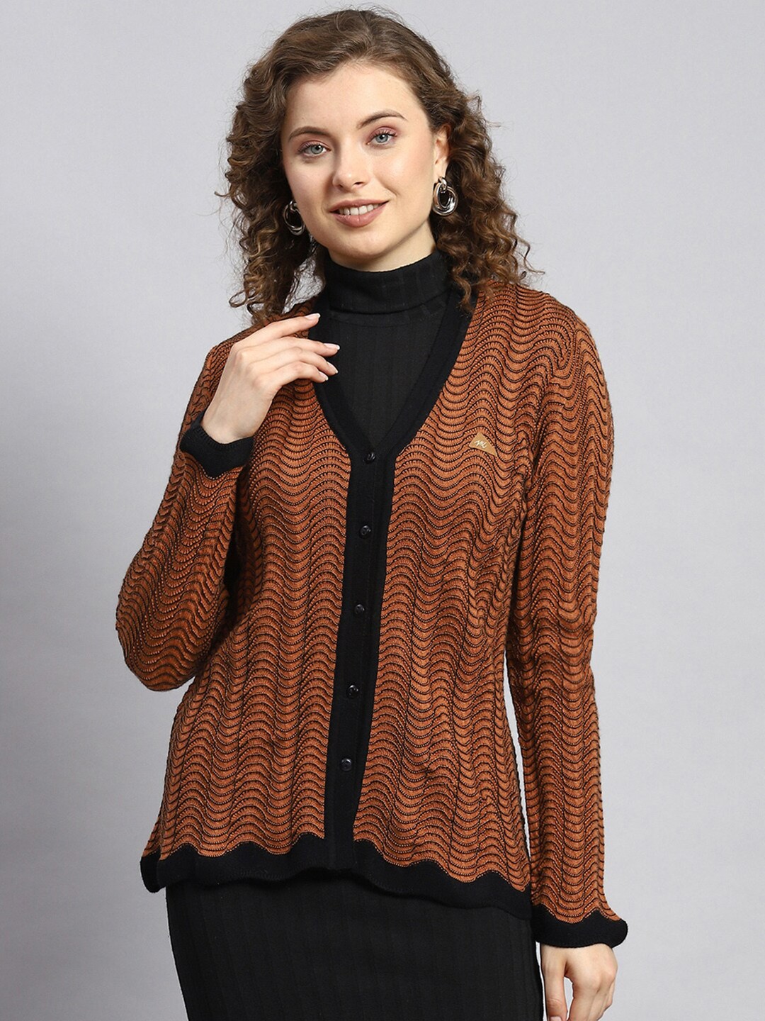 

Monte Carlo Self Design Woollen Cardigan, Brown