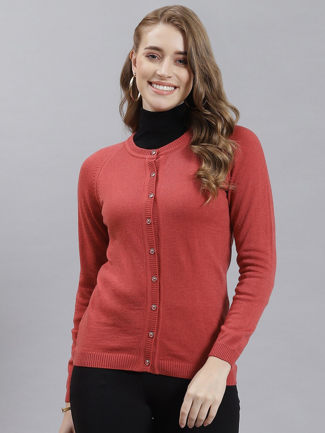 

Monte Carlo Long Sleeves Woollen Cardigan, Peach
