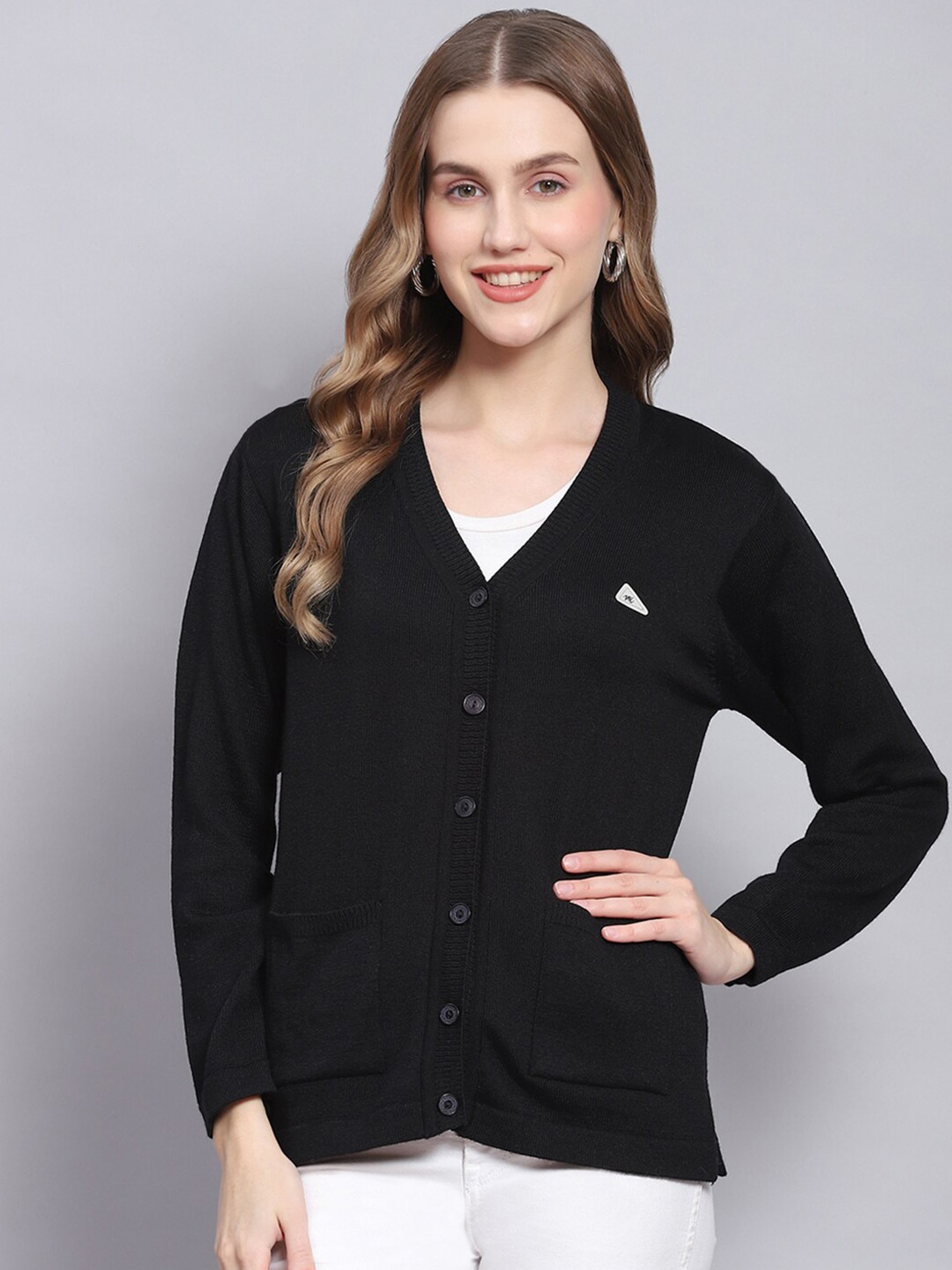 

Monte Carlo V-Neck Woollen Cardigan, Black