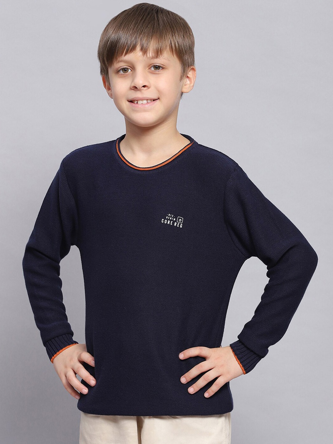 

Monte Carlo Boys Long Sleeves Pure Cotton Pullover, Navy blue