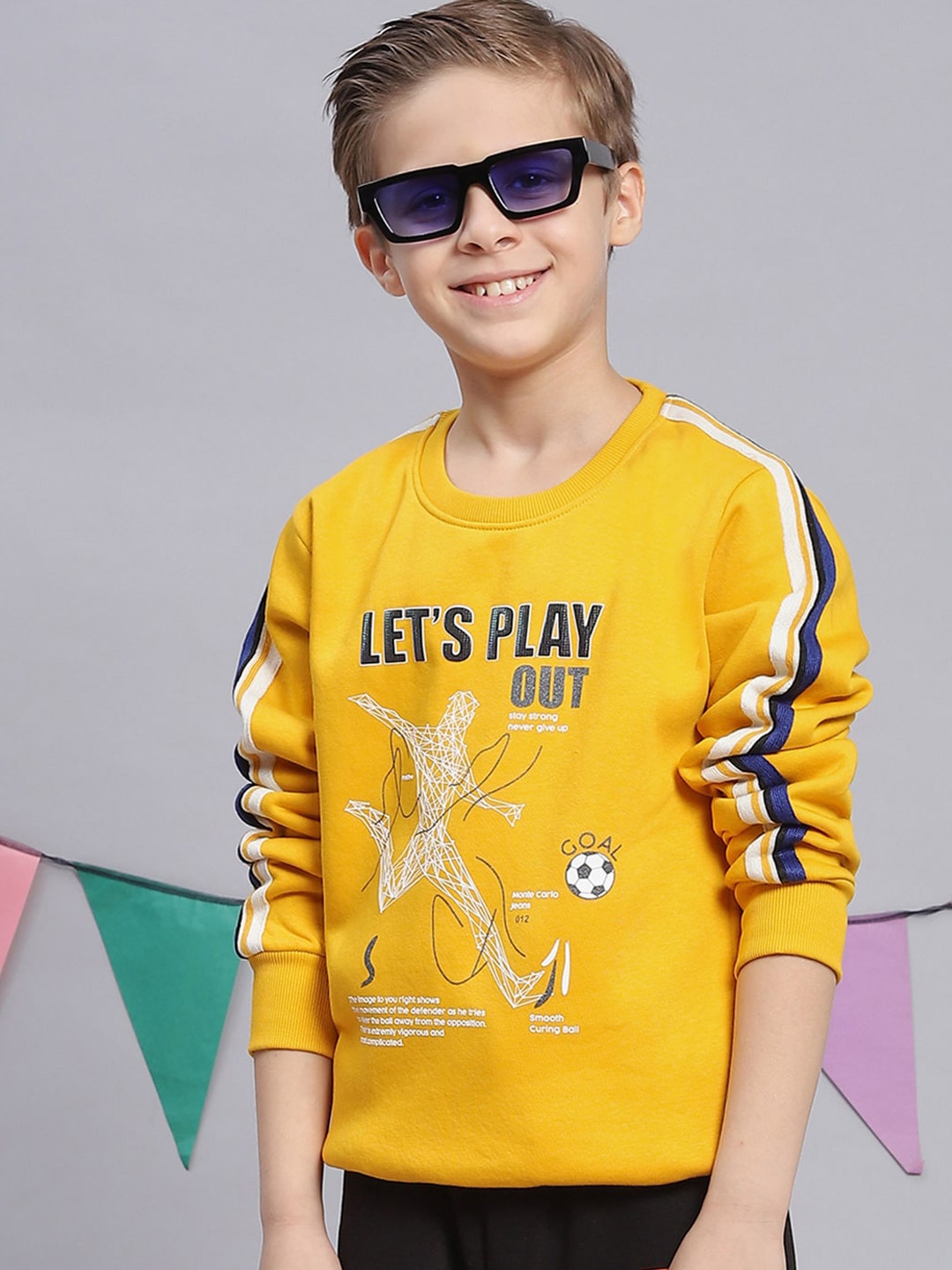

Monte Carlo Boys Typography Printed Ribbed Sweatshirt, Yellow