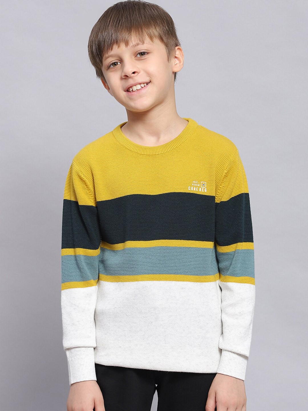 

Monte Carlo Boys Striped Pure Cotton Pullover, Mustard