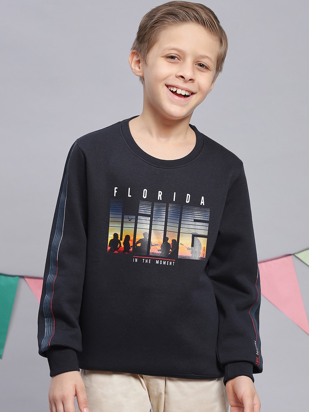 

Monte Carlo Boys Typography Printed Pullover Sweatshirt, Navy blue