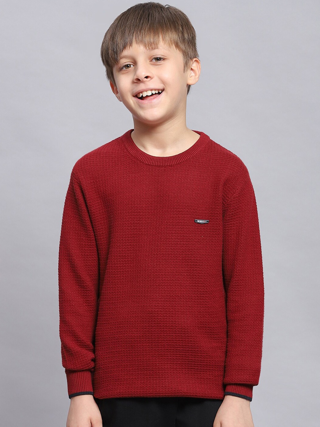 

Monte Carlo Boys Round Neck Cotton Pullover, Maroon