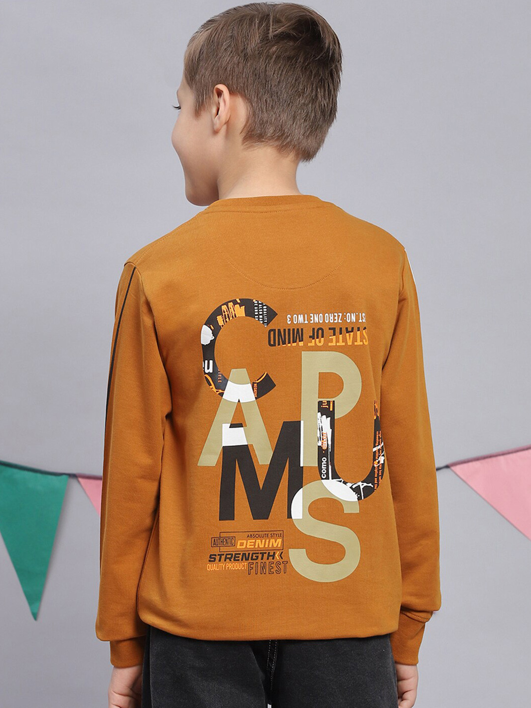 

Monte Carlo Boys Typography Printed Cotton Sweatshirt, Mustard