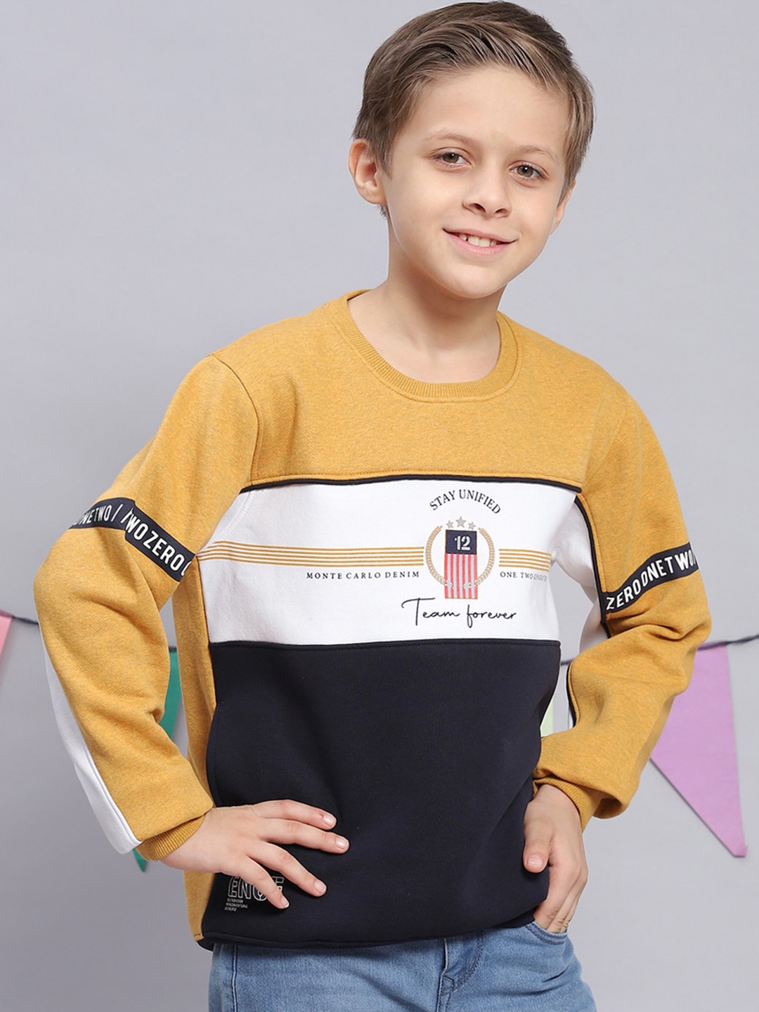 

Monte Carlo Boys Printed Pure Cotton Sweatshirt, Mustard