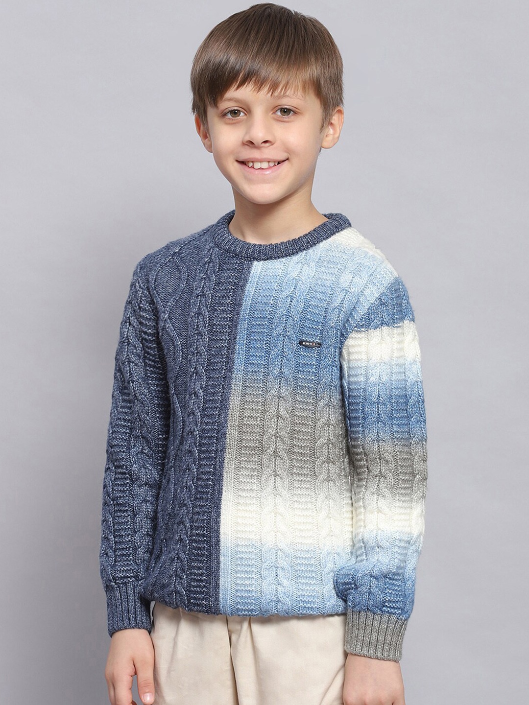 

Monte Carlo Boys Cable Knit Pullover Cotton Swetaer, Blue