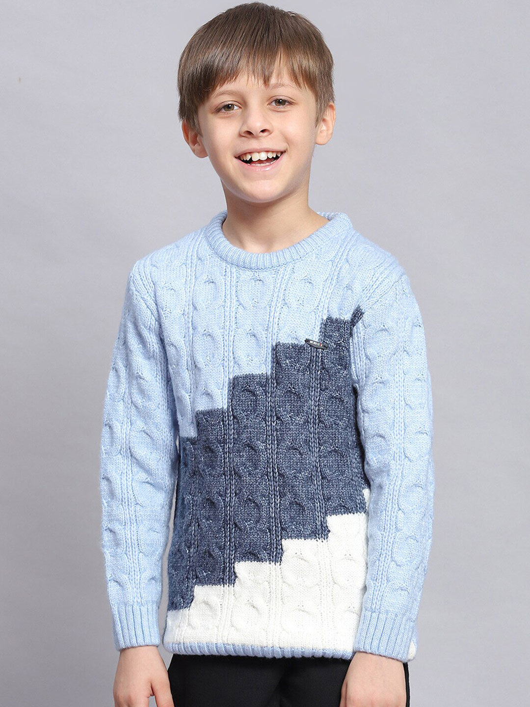 

Monte Carlo Boys Self Design Cable Knit Pullover Sweater, Blue