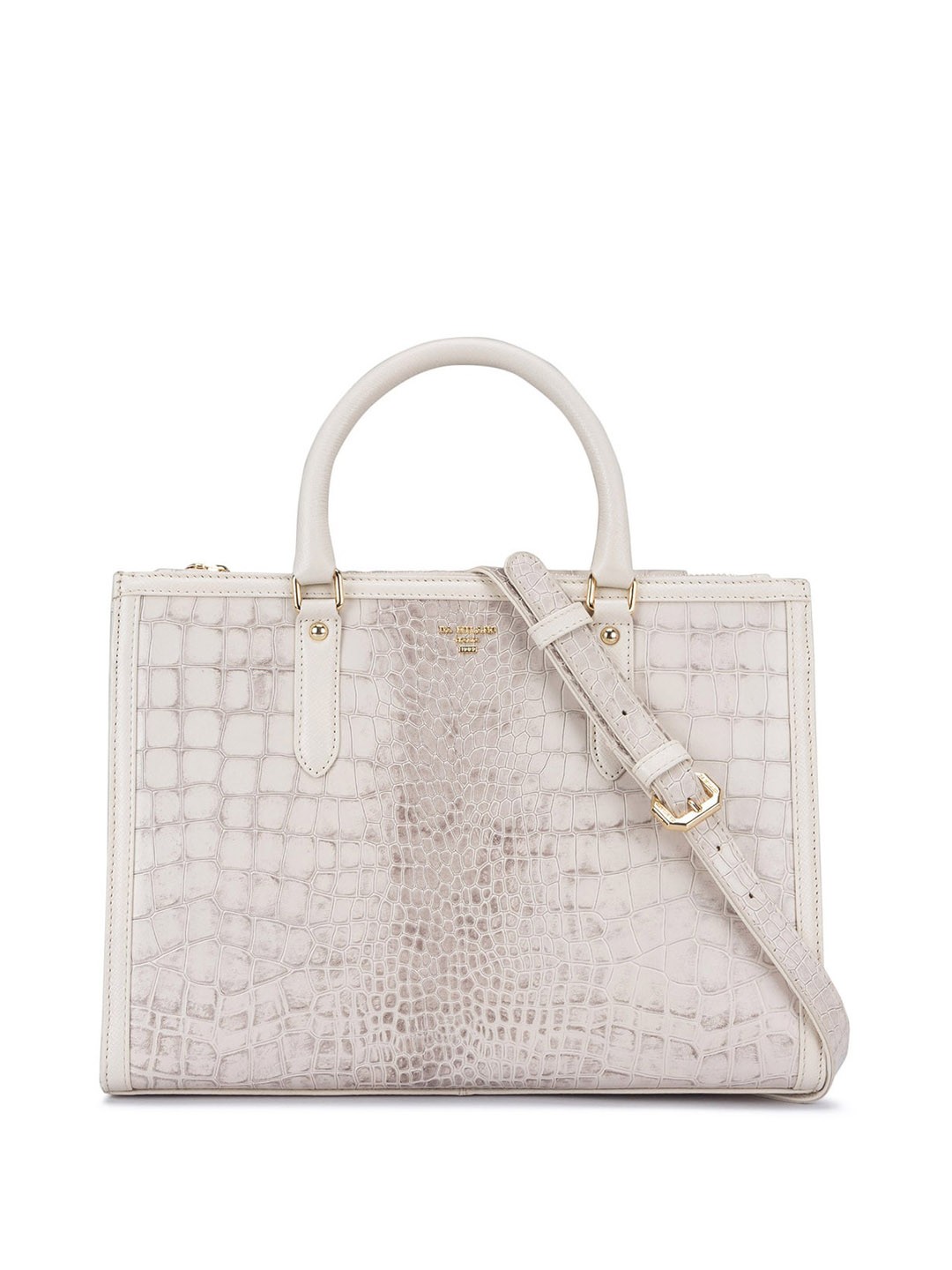 

Da Milano Animal Textured Leather Structured Handheld Bag, White