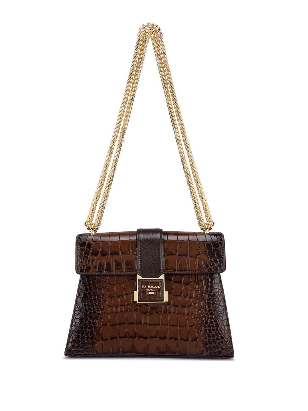 

Da Milano Leather Structured Sling Bag, Brown