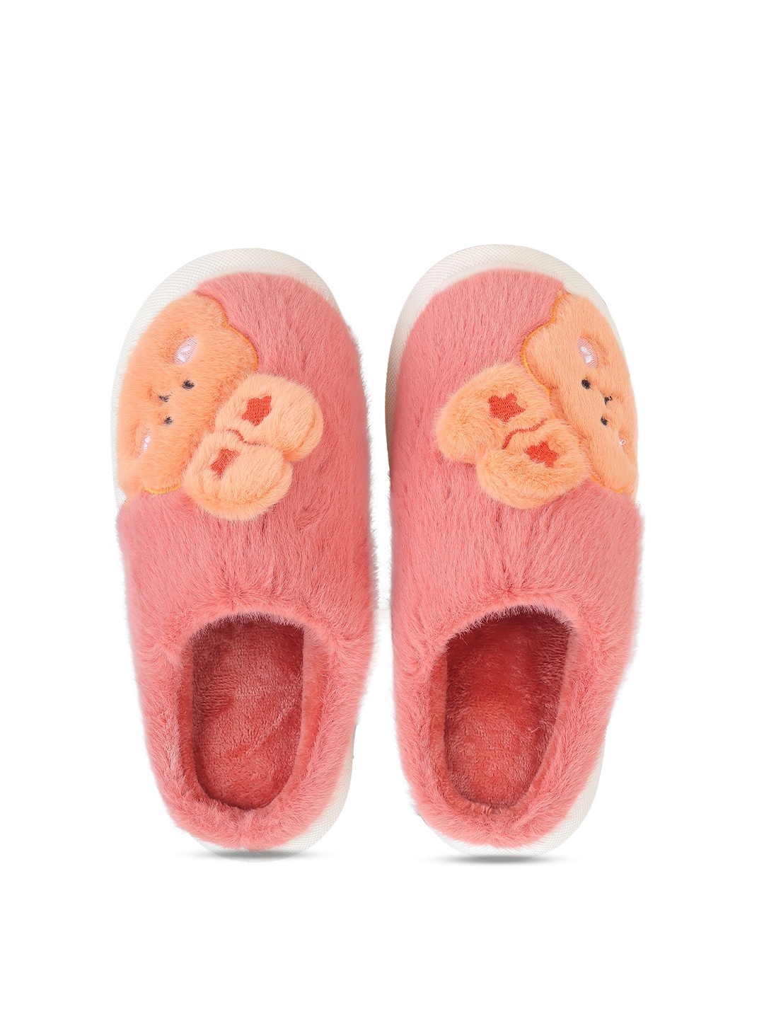 

CASSIEY Women Teddy Detail Fur Room Slippers, Orange