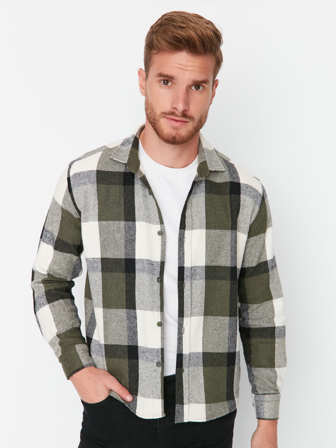 

Trendyol Buffalo Checks Opaque Checked Casual Shirt, White