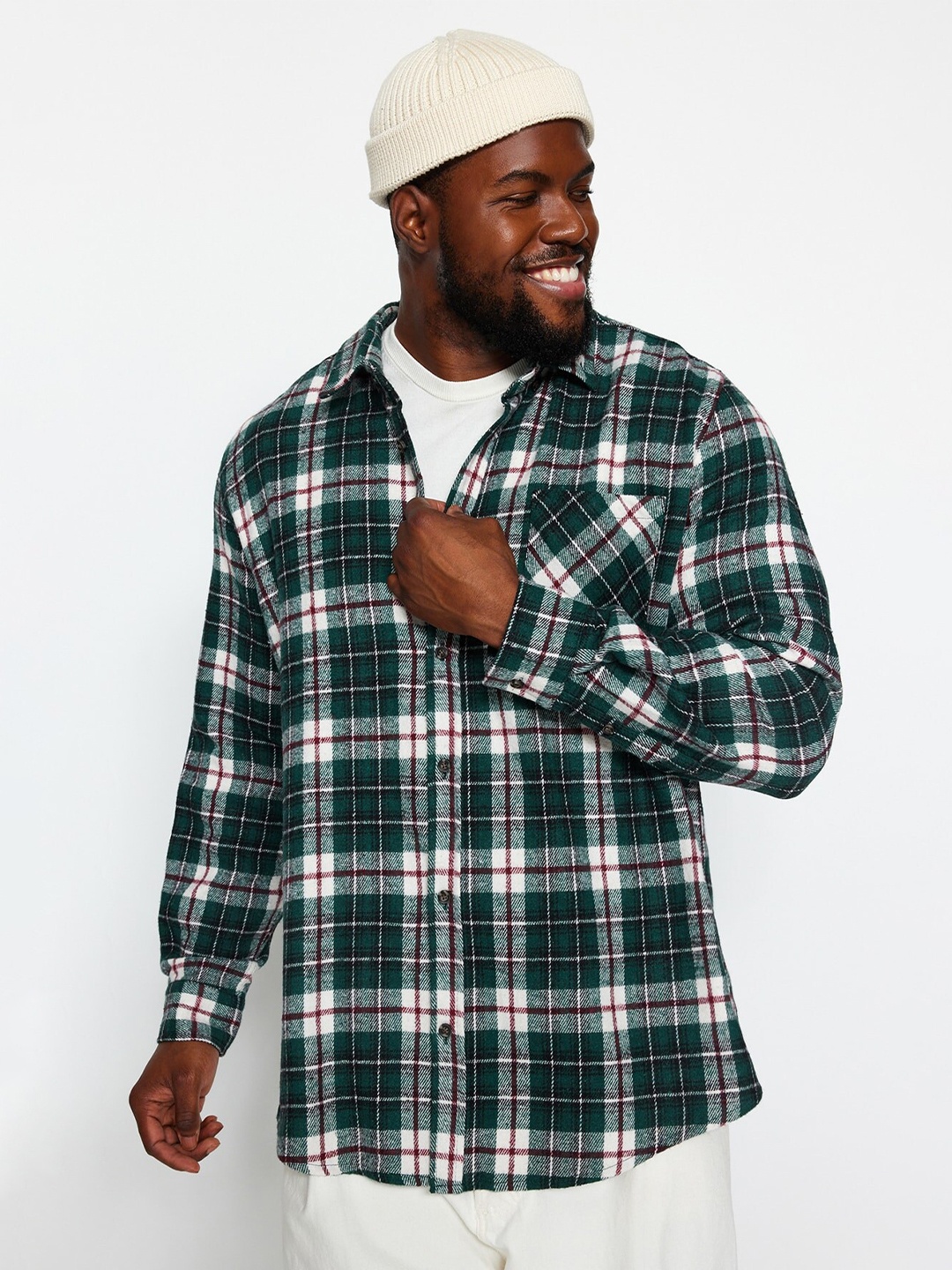 

Trendyol Tartan Checked Opaque Casual Shirt, Green