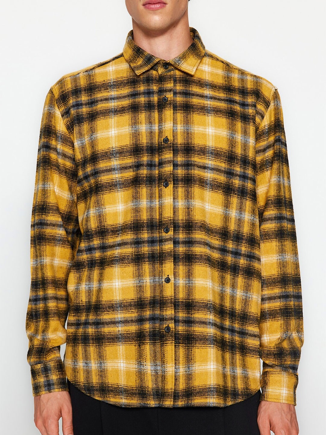 

Trendyol Tartan Checks Opaque Checked Casual Shirt, Yellow