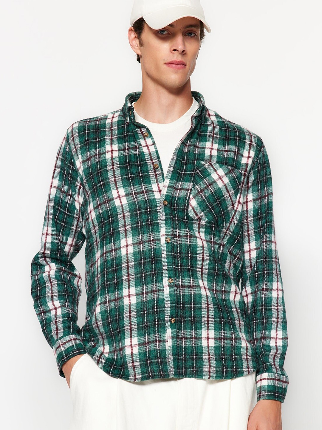 

Trendyol Tartan Checked Casual Shirt, Green