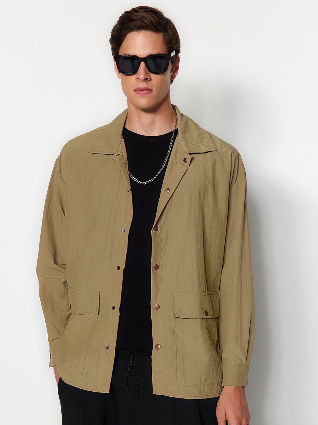 

Trendyol Pocket Detail Opaque Casual Shirt, Camel brown