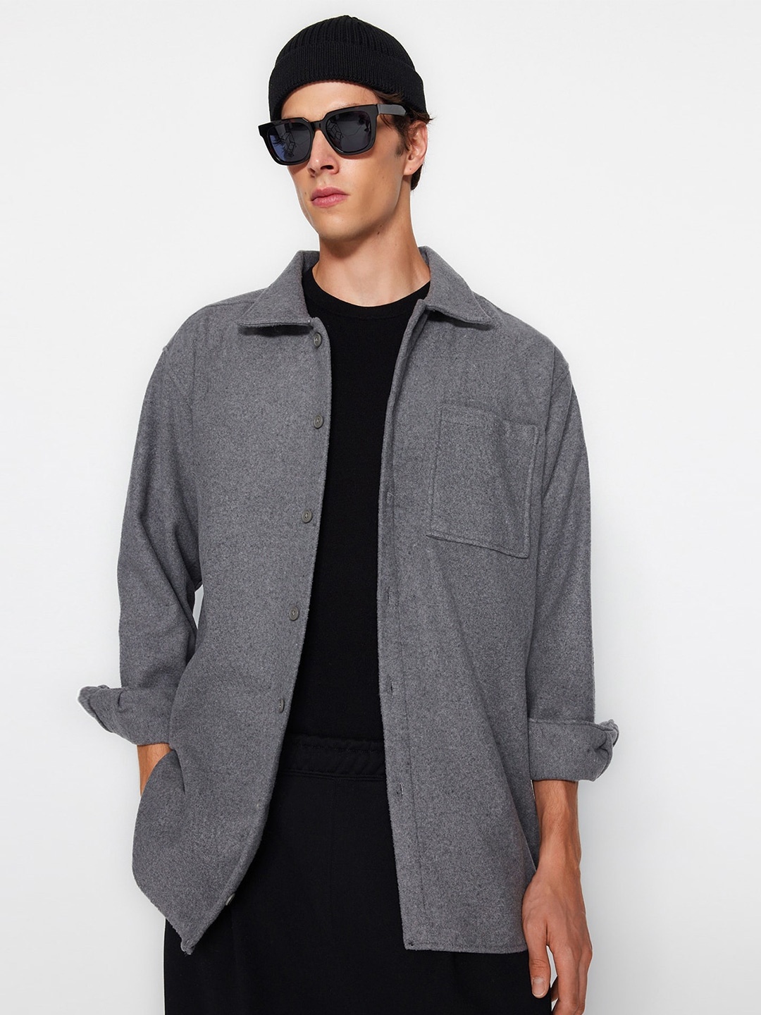 

Trendyol Spread Collar Casual Shirt, Grey