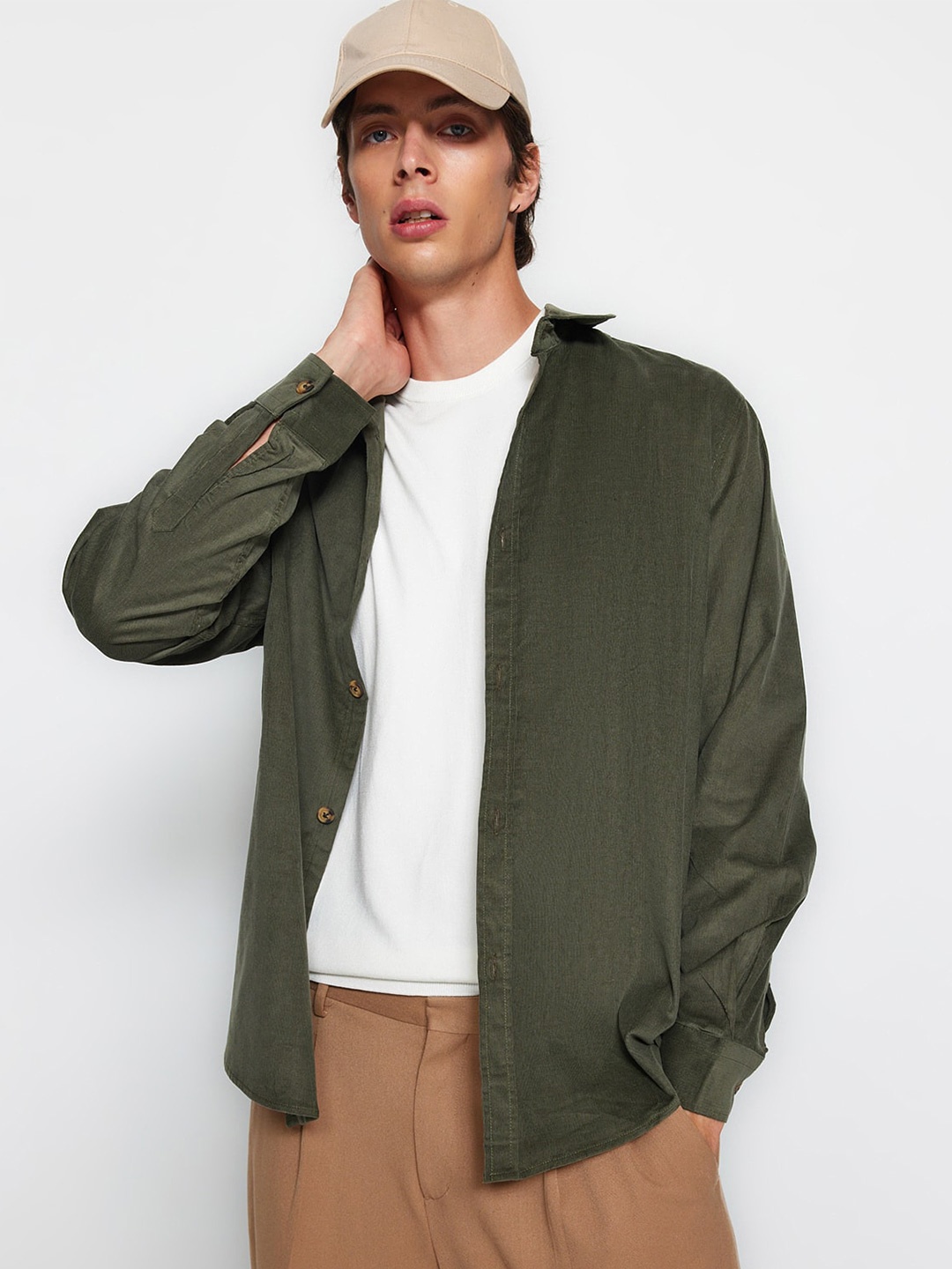 

Trendyol Pure Cotton Opaque Casual Shirt, Olive