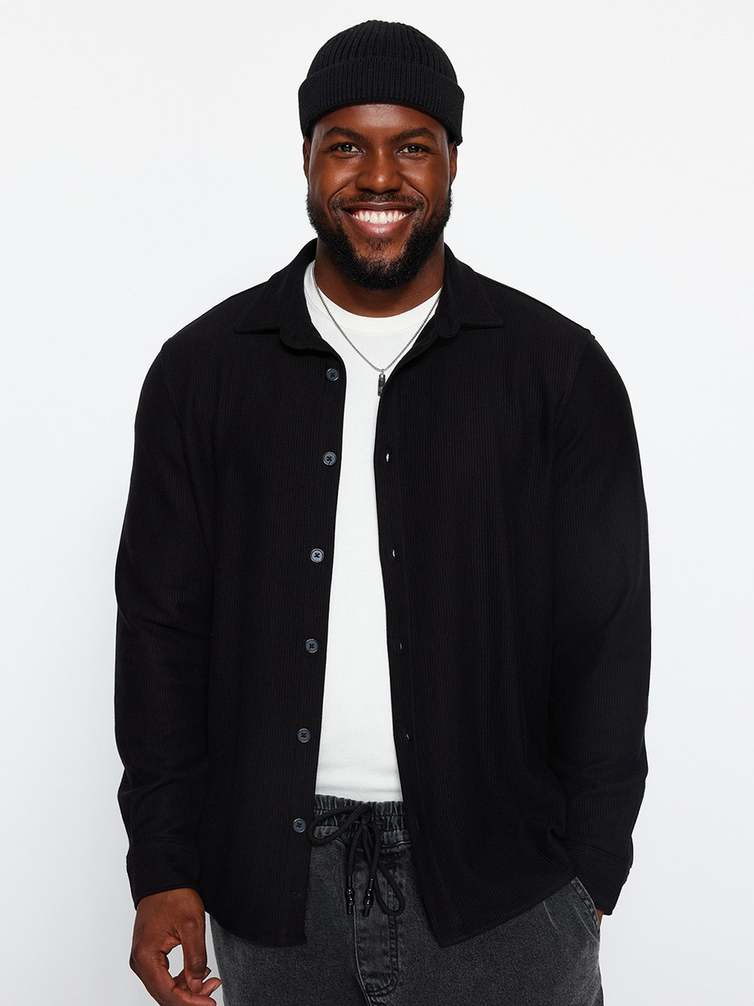 

Trendyol Spread Collar Opaque Casual Shirt, Black