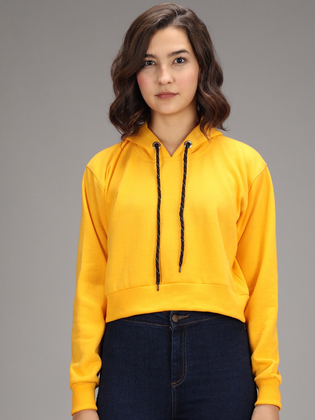 

Imsa Moda Hooded Fleece Crop Sweatshirt, Yellow