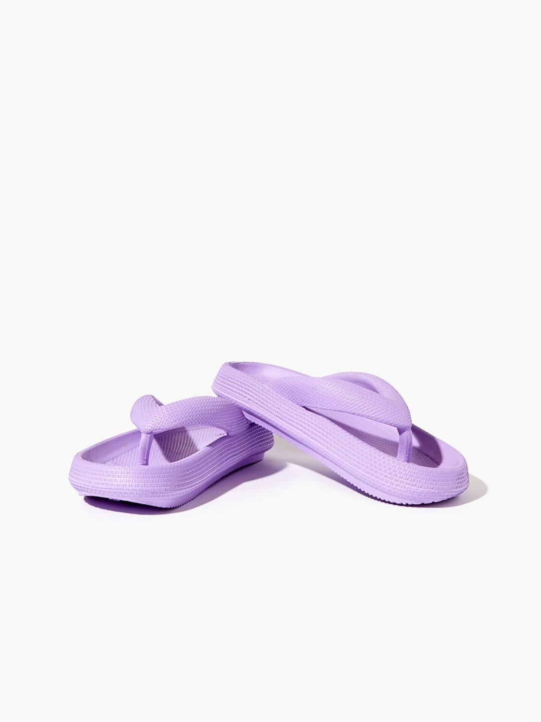 

FOREVER 21 Textured Open Toe Flats, Purple
