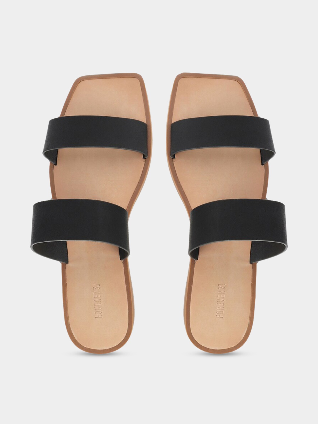 

FOREVER 21 Slip-On Open Toe Flats, Black