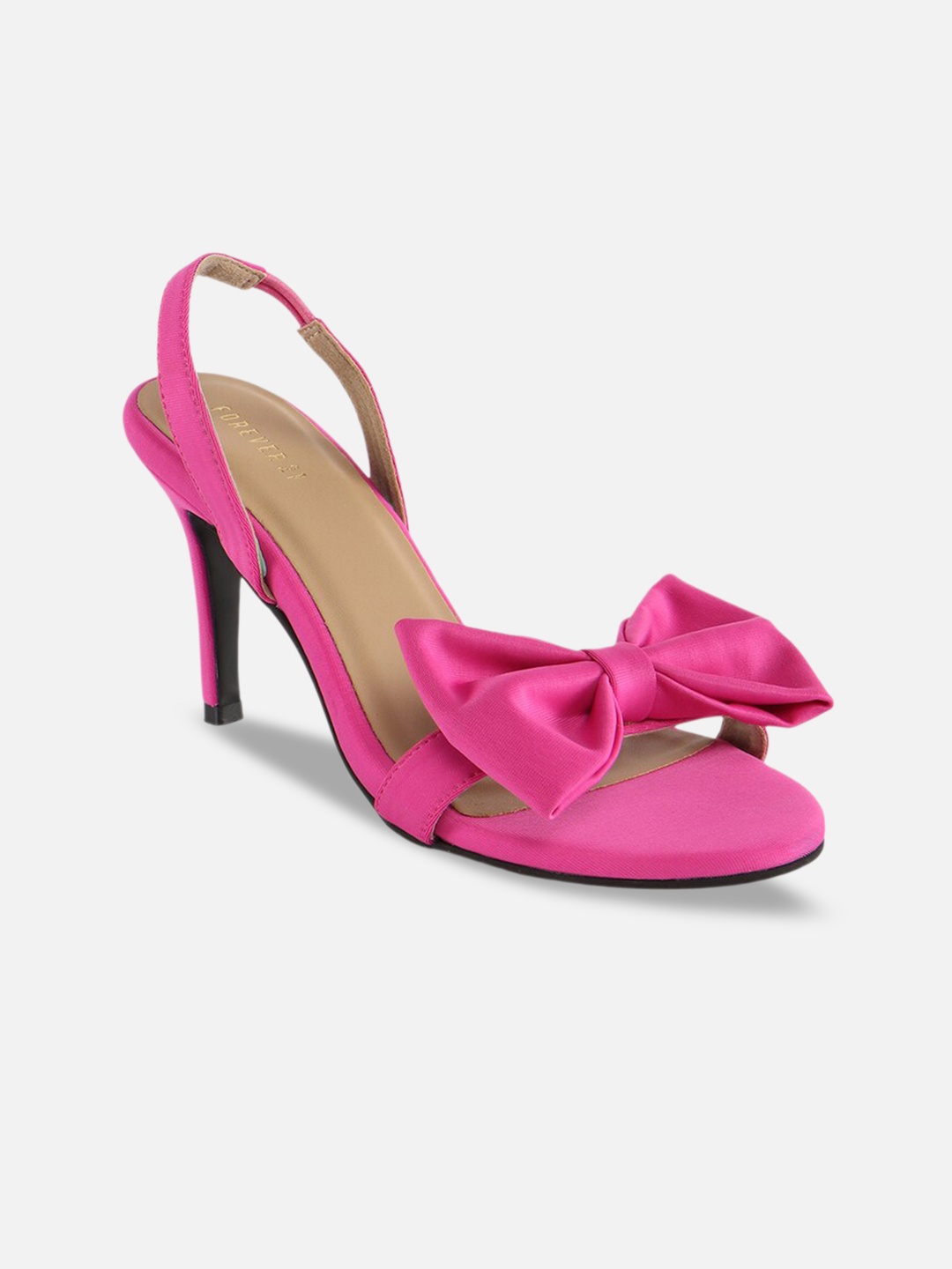 

FOREVER 21 Slim Bows Heels With Backstrap, Pink