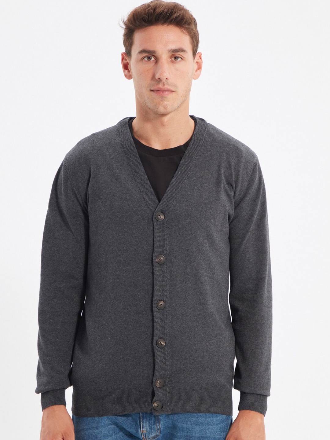 

Trendyol V-Neck Long Sleeve Cardigan, Grey
