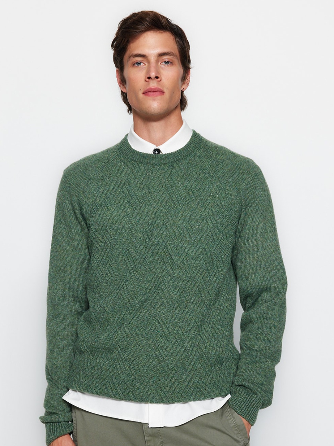 

Trendyol Ribbed Round Neckn Pullover Sweater, Green