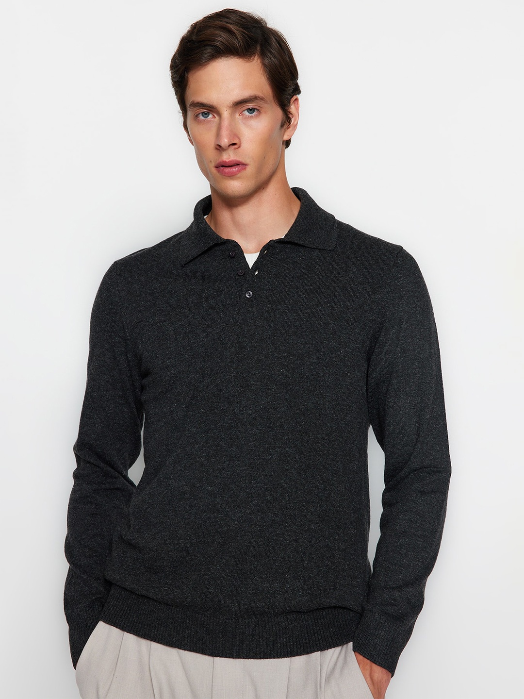 

Trendyol Shirt Collra Pullover Sweater, Grey