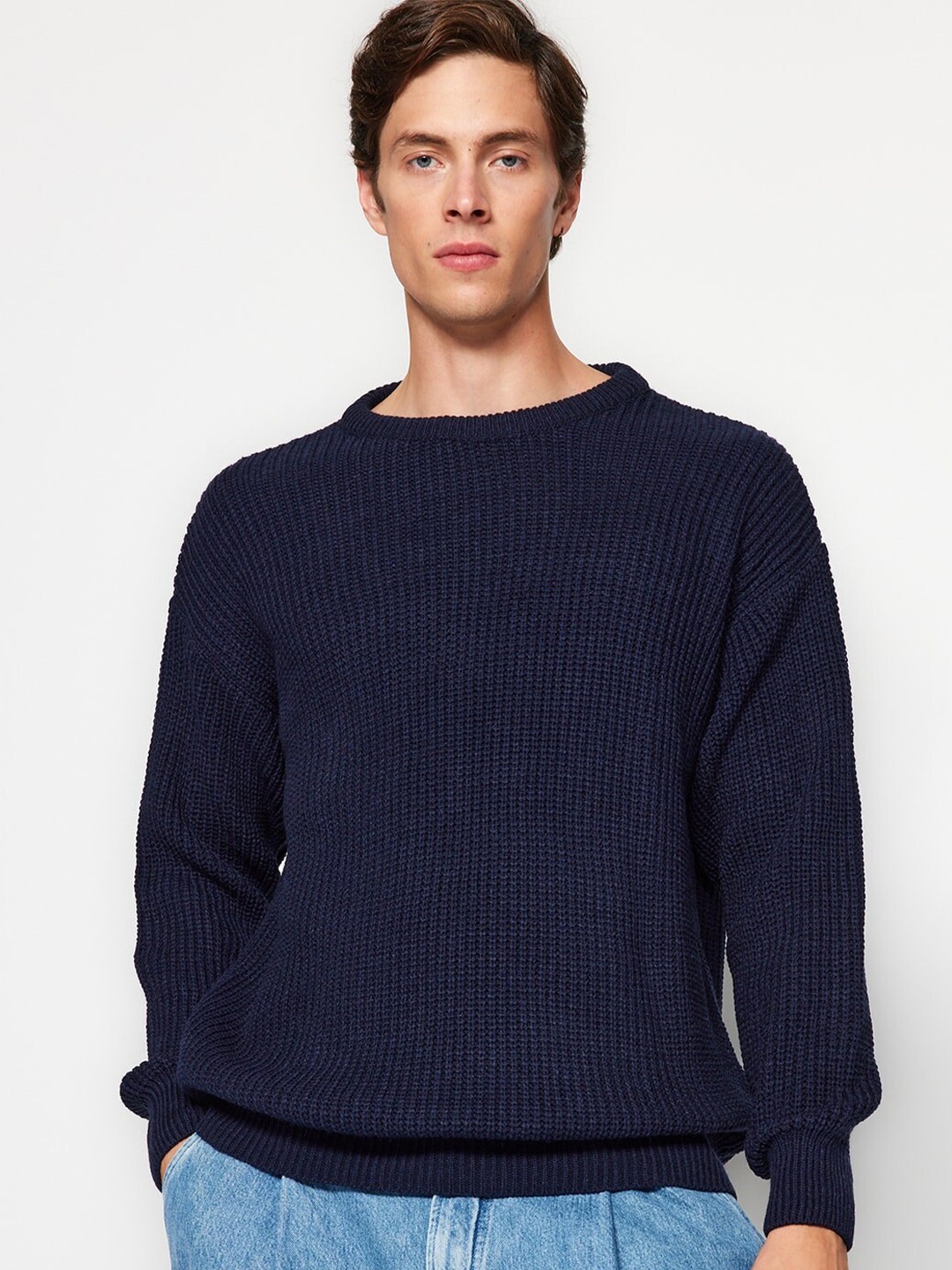 

Trendyol Ribbed Acrylic Pullover Sweater, Blue