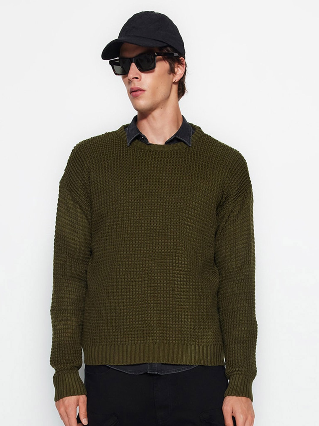 

Trendyol Round Neck Ribbed Acrylic Pullover, Green