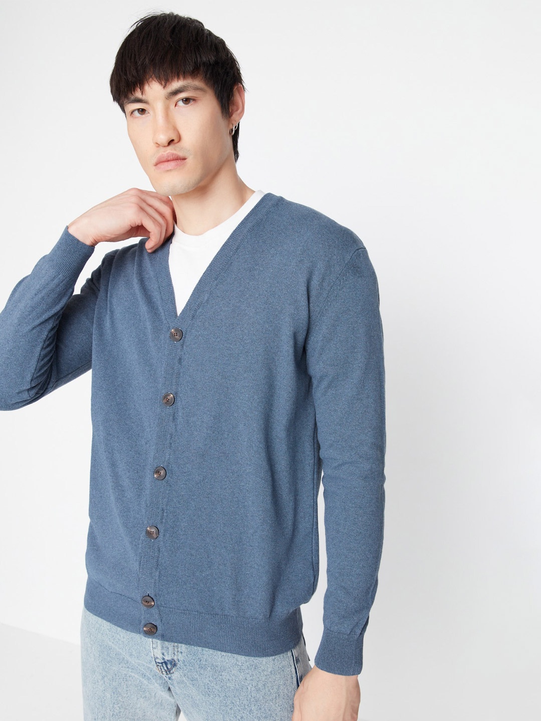 

Trendyol V-Neck Long Sleeve Cardigan, Blue