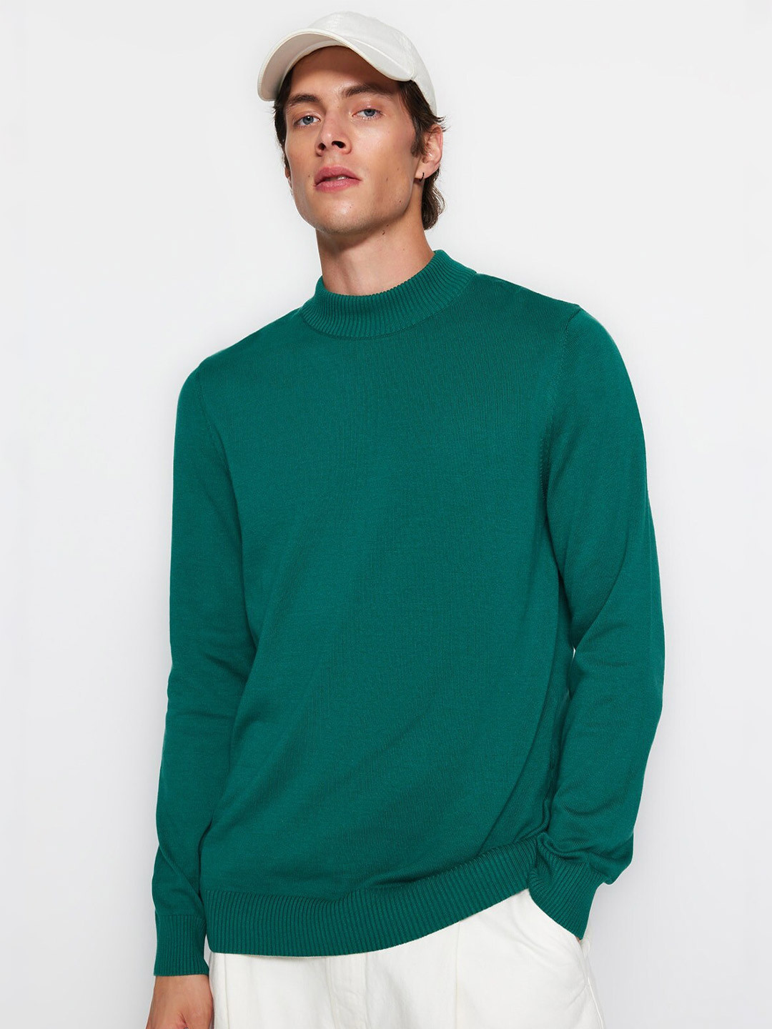 

Trendyol Round Neck Pure Cotton Pullover, Green
