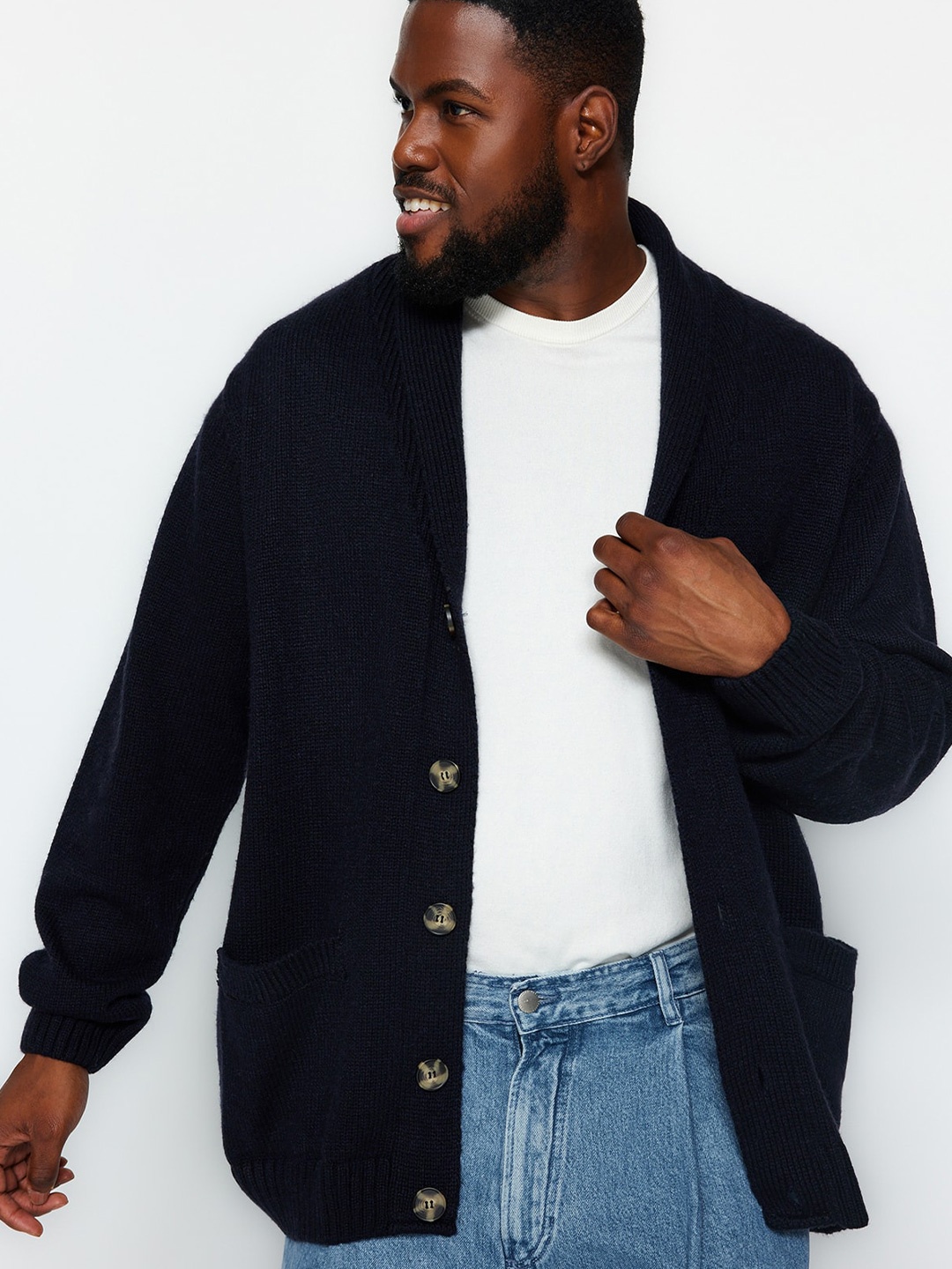 

Trendyol Shawl Collar Cardigan, Navy blue